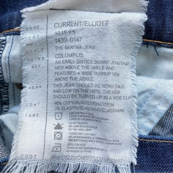 Current Elliot Jeans Size 27 The Beatnik Cuffed Ankle Crop Columbus Blue Wash - Picture 8 of 10